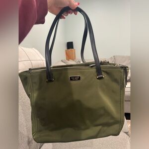Gently Used Kate Spade Olive Green Tote with Black Straps